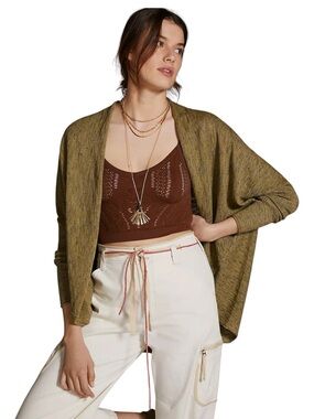Pilcro Anthropologie Knit Cocoon Oversized Cardigan Olive Green XS Like New